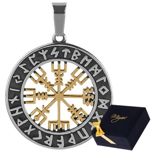 Wisiorek Męski Medalion Pozłacany Vegvisir