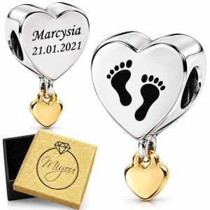Charms Serce Srebro 925 + Grawer Laserowy
