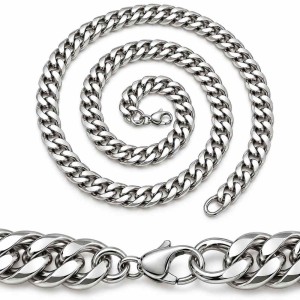 Srebrny Łańcuszek Męski Gruby Gęsta Pancerka 11mm 50-65 cm Stal Chirurgiczna