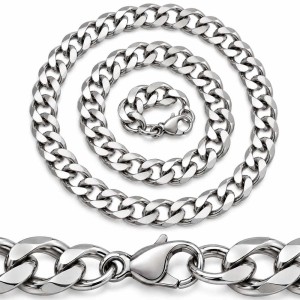 Srebrny Łańcuszek Męski Gruby Pancerka 13mm 50-65 cm Stal Chirurgiczna