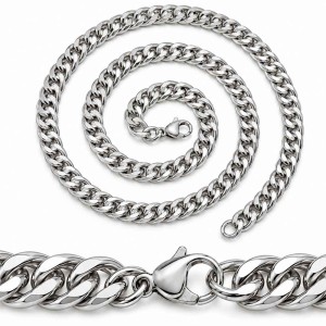 Srebrny Łańcuszek Męski Gruby Gęsta Pancerka 8mm 50-65 cm Stal Chirurgiczna