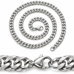Srebrny Łańcuszek Męski Gęsta Pancerka 6mm 50-65 cm Stal Chirurgiczna