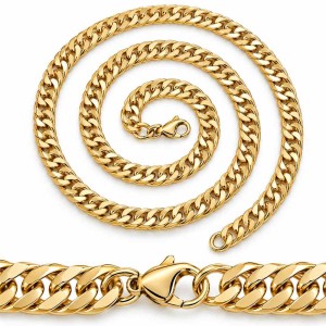 Złoty Łańcuszek Męski Gęsta Pancerka 6mm 50-65 cm Stal Chirurgiczna