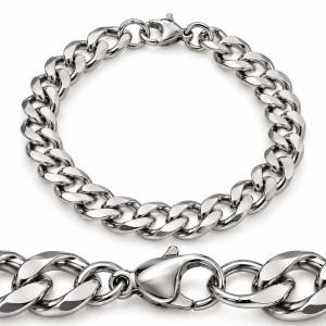 Bransoletka Męska Srebrna Pancerka 9mm 20-24 cm Stal Chirurgiczna