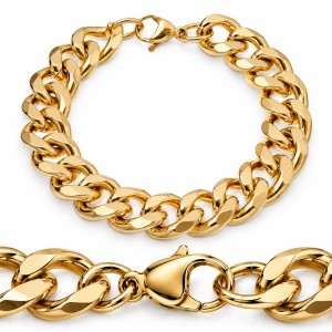 Złota Bransoletka Męska Gruba Pancerka 13mm 20-24 cm Stal Chirurgiczna