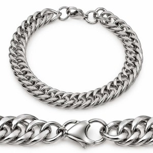 Bransoletka Męska Srebrna Gęsta Pancerka 8mm 20-24 cm Stal Chirurgiczna