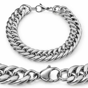 Bransoletka Męska Srebrna Gruba Gęsta Pancerka 11mm 20-24 cm Stal Chirurgiczna