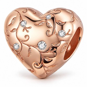 Charms Różowe Serce Srebro 925