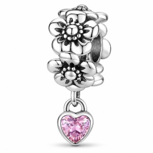 Charms Kwiatki Wiszące Serce 925