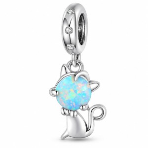 Charms Kot Srebro 925 Opal