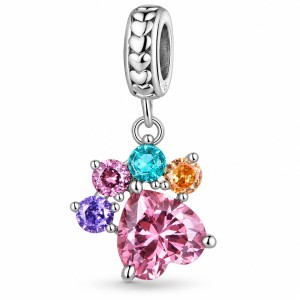 Charms Zawieszka Wisząca Kolorowa Łapa Pupila Z Cyrkoniami Srebro 925