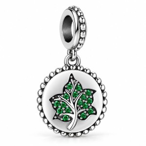Charms Zawieszka Wisząca Liść Klonu Srebro 925