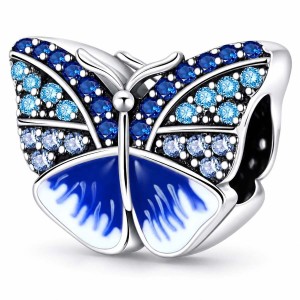 Charms Zawieszka Niebieski Motyl Cyrkonie Srebro 925