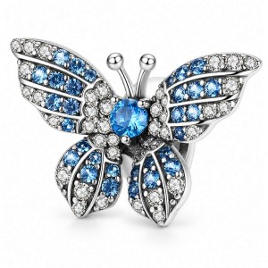 Charms Niebieski Motyl Zawieszka Srebrna 925