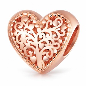Charms Serce Rose Gold Zawieszka Srebro 925