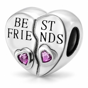 Charms Zawieszka Serce Dla Przyjaciółek BFF Cyrkoniami Srebro 925