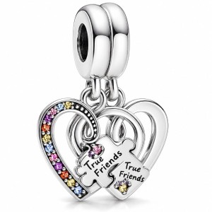 Charms Zawieszka Podwójna Dla Przyjaciółek BFF Puzzle Srebro 925