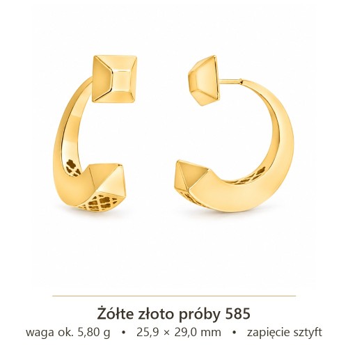 Złote kolczyki półkoła 585 – wymiary i waga