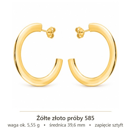 Złote kolczyki koła 585 – wymiary i waga