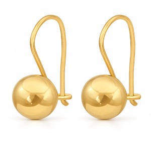 Złote kolczyki wiszące 585 kulki, 8 mm